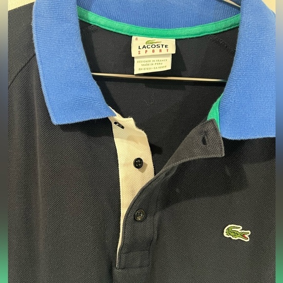 Men’s Lacoste France Size 6 (Medium/Large) Black Stripe Cotton Polo Shirt - Picture 5 of 8
